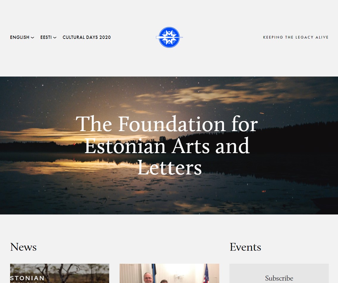 Foundation for Estonian Arts and Letters homepage
